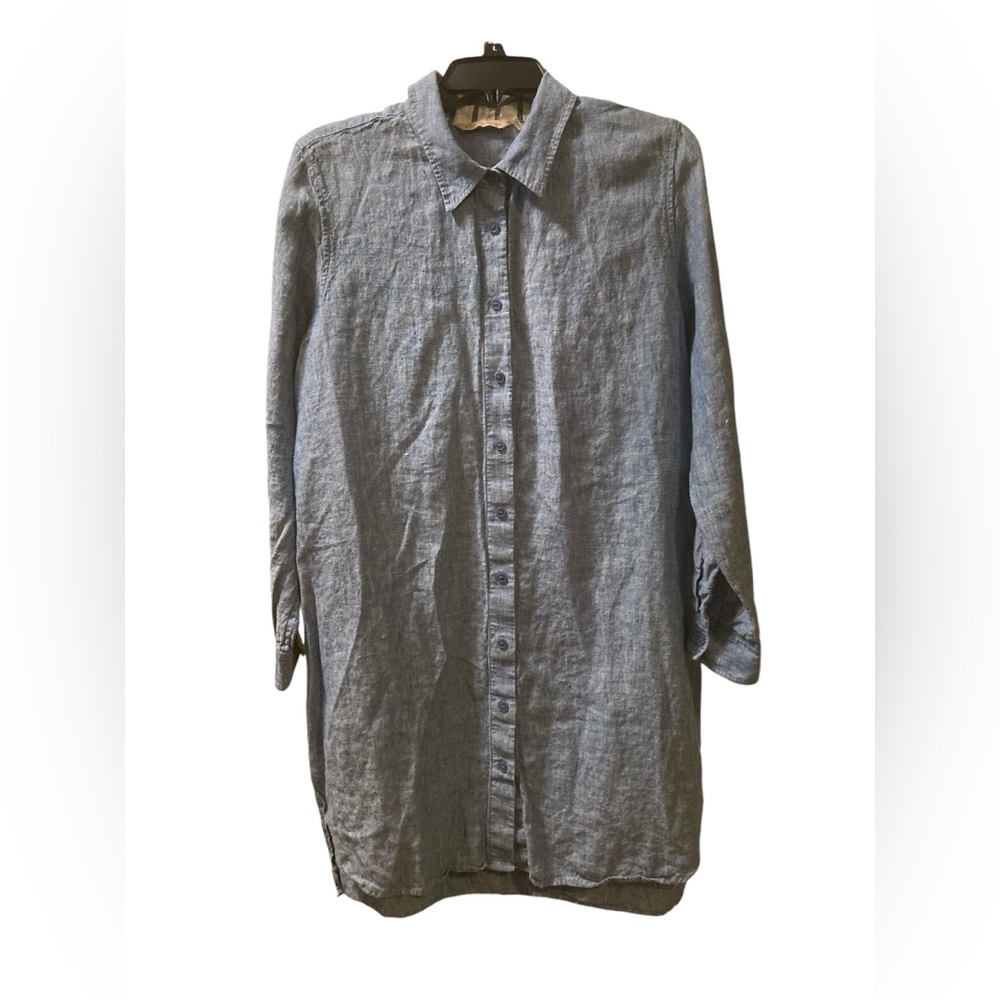 Soft Surroundings 100% Linen Lagenlook Long Sleeve Shirt Dress. Size Large. - Picture 14 of 14